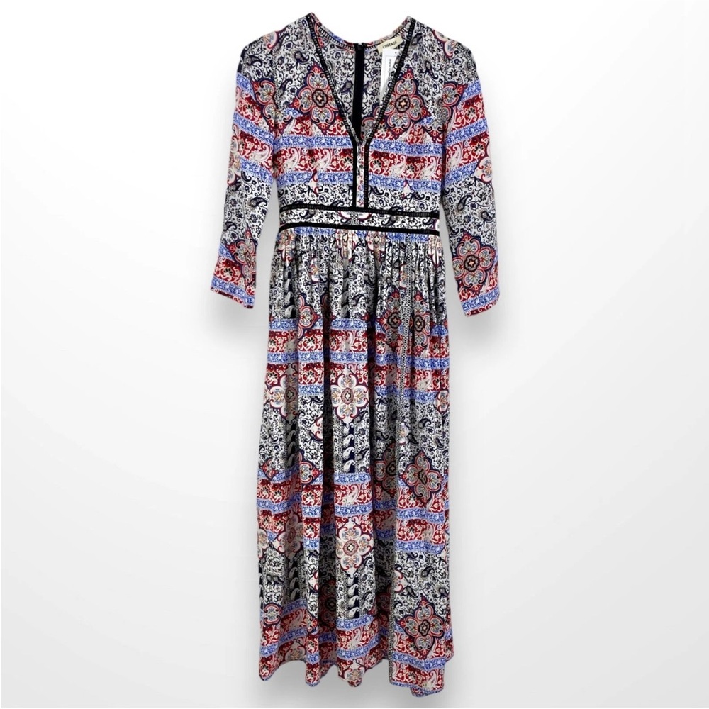 L'AGENCE Multicolor Long Sleeve Maxi Dress